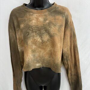 Cotton Citizen Crewneck Sweatshirt Women Size M Olive Green Tie Dye 70s Casual